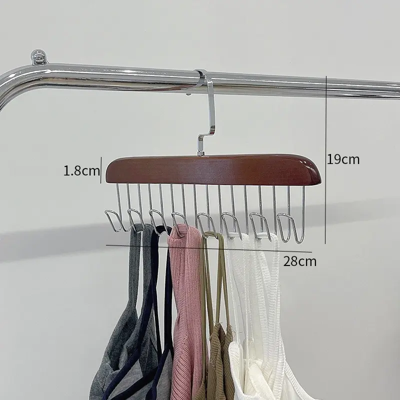 Combo 5 Móc gỗ treo đồ lót áo ngực áo 2 dây bra Giá treo 8 mắc bằng gỗ treo áo lót cà vạt thắt lưng túi xách gọn 1