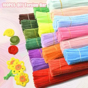 [Isi 100 PCS] Kawat Bulu Mini Mercy PREMIUM / Tangkai Chenille Pastel / Pipe Cleaner DIY Bouquet