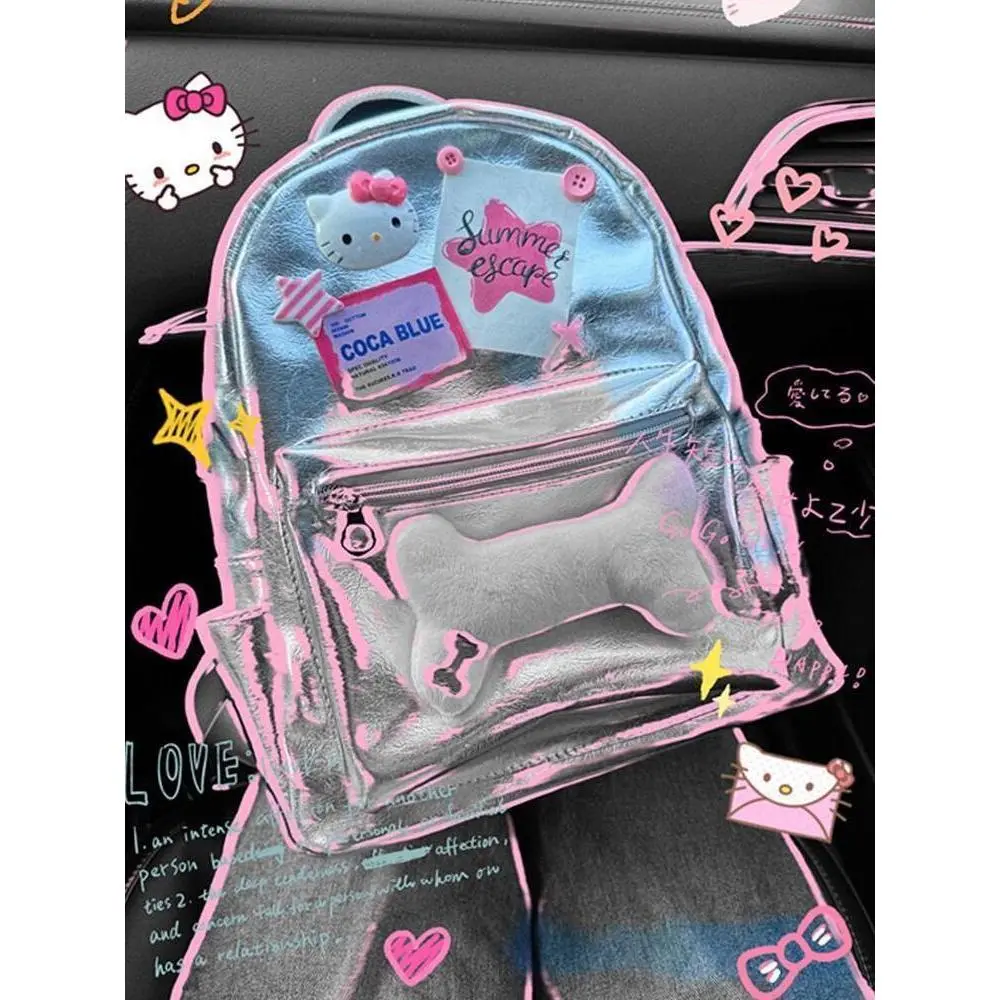 Ba Lô Nhỏ Dễ Thương, Thiết Kế Nút Màu Hồng Hellokitty, Thích Hợp Cho Học Sinh, Da Ngọt Ngào, Thời Trang, Túi Thường Ngày Nóng Bỏng, Phong Cách Cô Gái Ngọt Ngào, Năm Phát Hành 2024, 2022