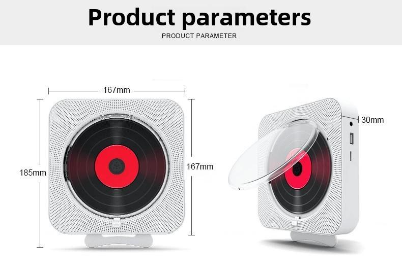 Product Introduction of Wall mounted CD player with Bluetooth remote control USB music player LED display speaker portable FM radio 3