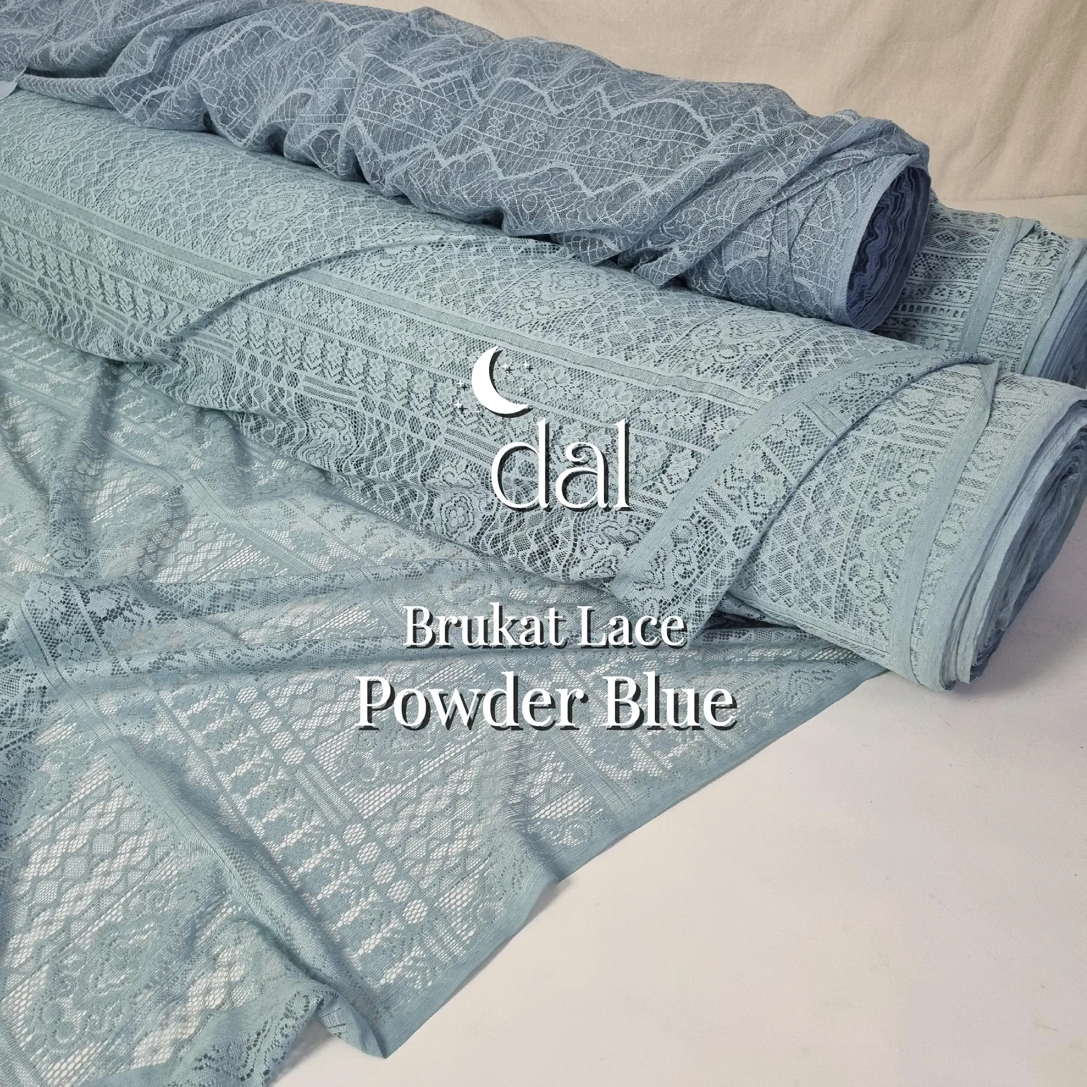 0,5 meter kain brukat lace / bahan brokat malika chantily motif salur garis warna powder blue indonesia kupu-kupu emas renda mewah skin warm gold satin burgundy kain bridesmaid paket