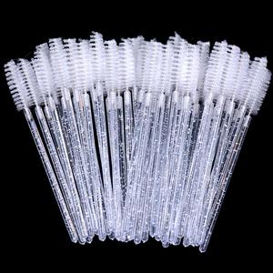 Set de 50 piezas de Cepillos Desechables de Cristal para Pestañas, con Mango Brillante, Cepillos Espiraladores para Pestañas para Uso Diario, Varita de Máscara Profesional, Maquillaje de Verano