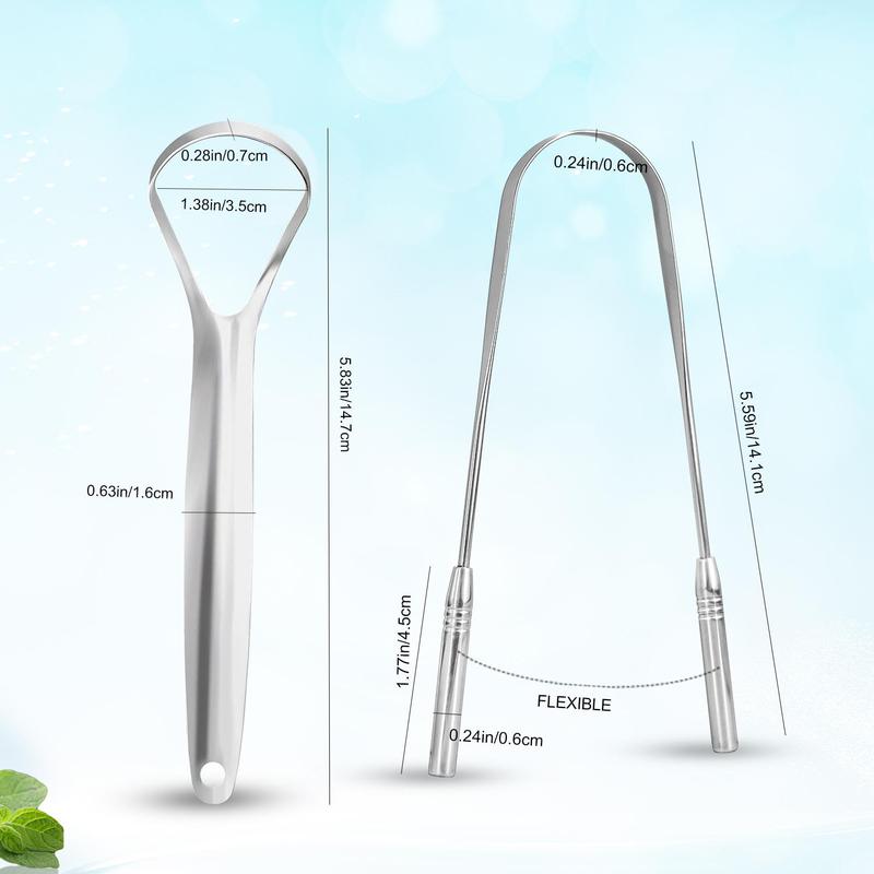 Stainless Steel Tongue Scraper with Storage Box, 2pcs/set Portable Tongue Cleaner, Oral Care Tool for Travel & Home 2