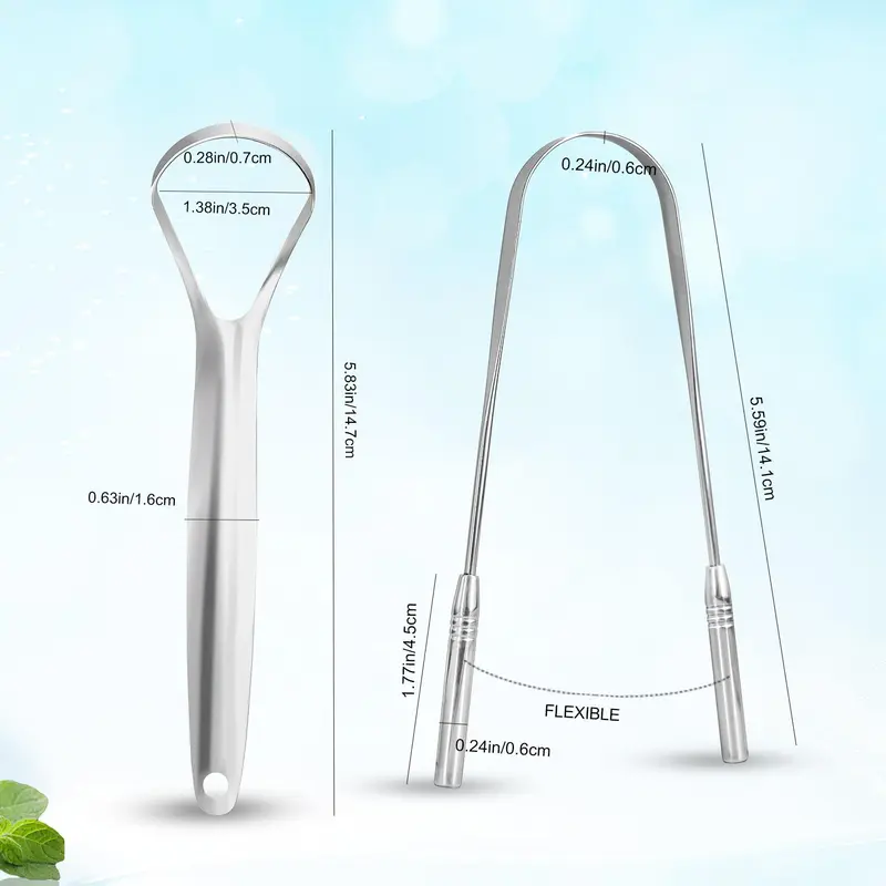Stainless Steel Tongue Scraper with Storage Box, 2pcs/set Portable Tongue Cleaner, Oral Care Tool for Travel & Home 1