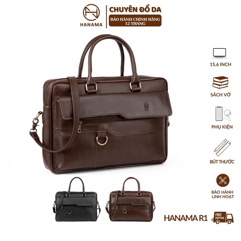 Túi công sở Dabag cao cấp HN R1 da PU hai mầu nâu - đen kích thước ngang 38cm x cao 26cm x dày 6cm khóa kẽm mạ Đồng