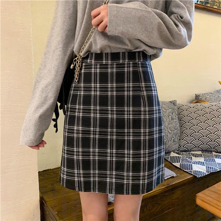 Product Introduction of Season Plaid Skirt Women's High Waist Trendy Women's Students' Skirt Package Hip Skirt 6
