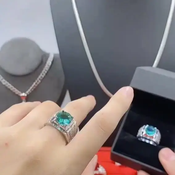 Nhẫn bạc 925 hột đá xanh - Thương Hiệu Uy Tín