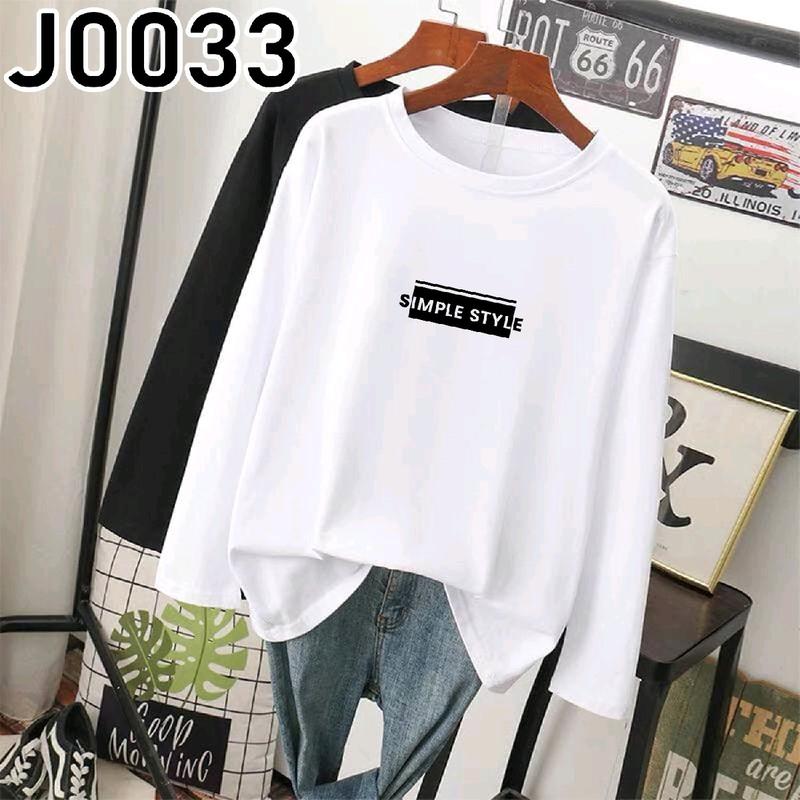 J0033 SIMPLE STYLE LONG SLEEVE T SHIRT PRINTED GRAPHIC 3XL WOMEN MEN BAJU LENGAN PANJANG BESAR TSHIRT SUMMER OVERSIZE COTTON CREW NECK CASUAL STREET BASIC SIMPLE STYLE Navy Blue