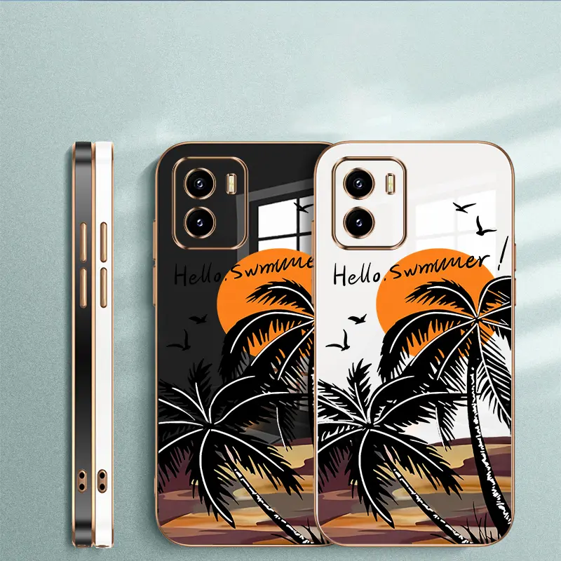 sunset coconut tree phone case for vivo Y15S Y15A Y15C Y01,sunset pattern,cute,TPU material,fashion,Stylish phone case Cover Cover Casing