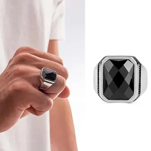 【Yy Potongan Harga Sangat Tinggi】Cincin Gaya Punk Akik Hitam Retro Street Fashion Ring Domineering Pria Cincin