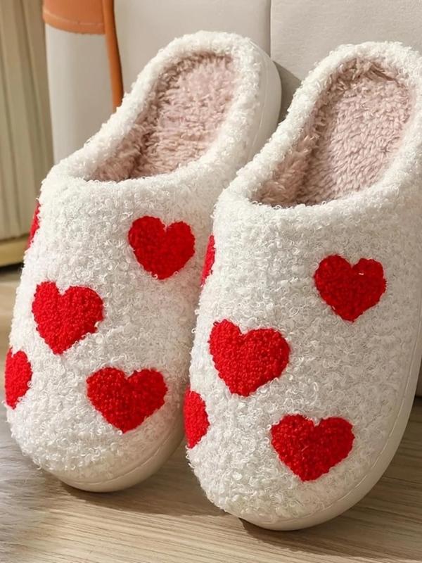 Women's Cute Cartoon Heart Pattern Slippers, Casual Soft Comfortable Home Slippers, Warm Slippers for Indoor & Outdoor Use for Fall & Winter, Footwear 0
