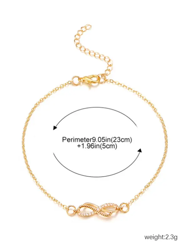 Women  Rhinestone Decor Infinity Charm Anklet for Women, Beach Vacation Matching Jewelry, Fashion Accessory for Party & Daily Wear 1