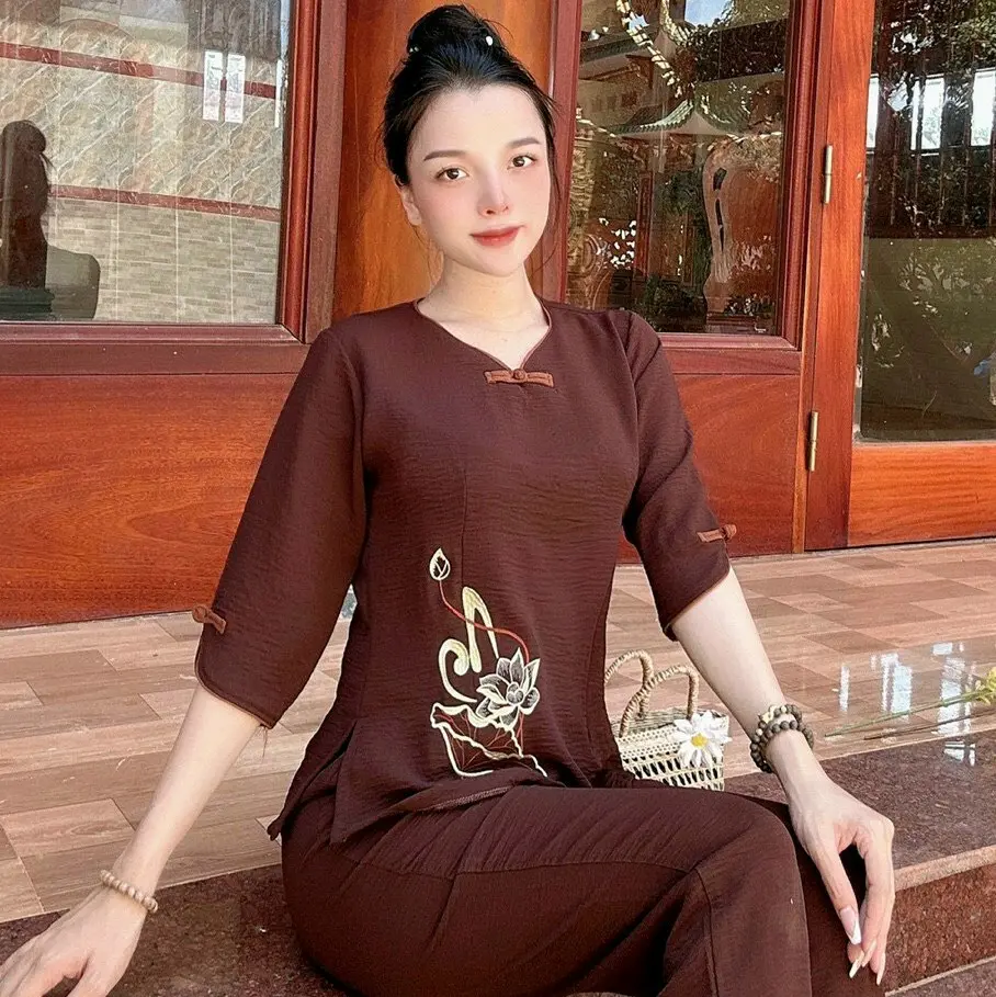 Đồ lam trung niên nữ đi chùa- đũi chữ An.