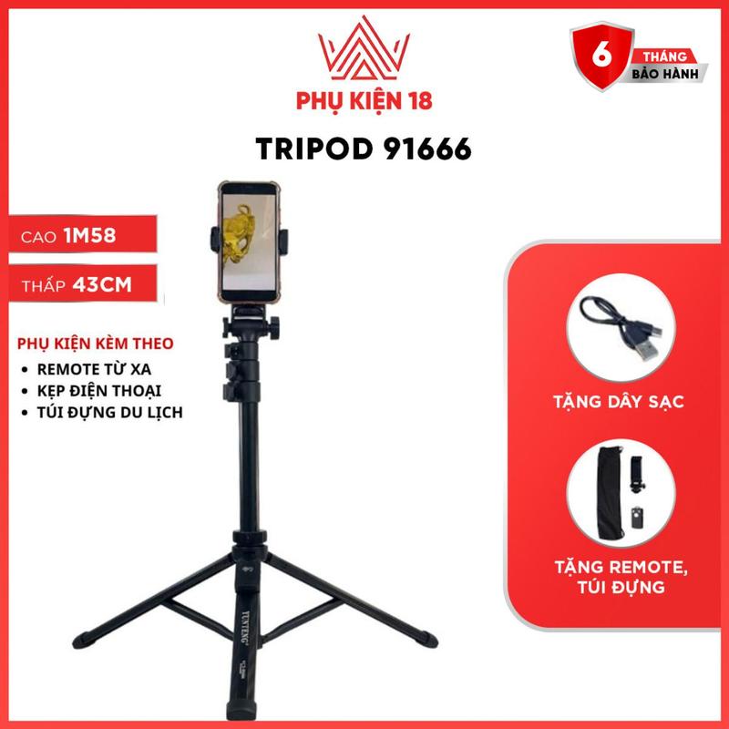 Gậy chụp ảnh điện thoại Yunteng VCT 91666 - Tích hợp TRIPOD và kèm remote từ xa Selfie Kem