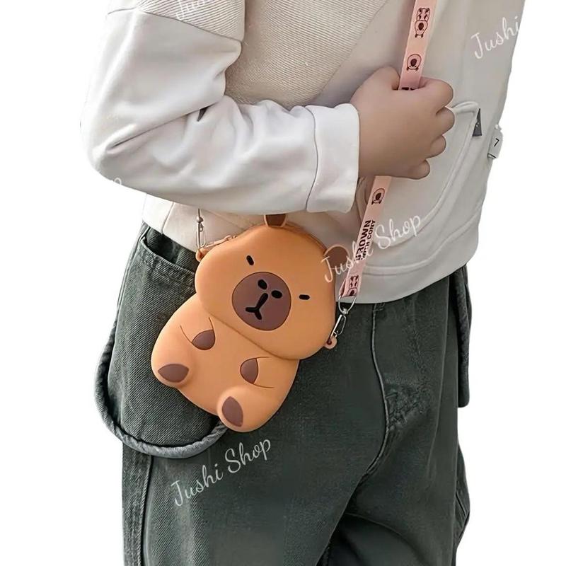 Túi đeo chéo vai cho bé trai gái hình Capybara túi da silicon trẻ em cute dễ thương chuột lang nước đi chơi