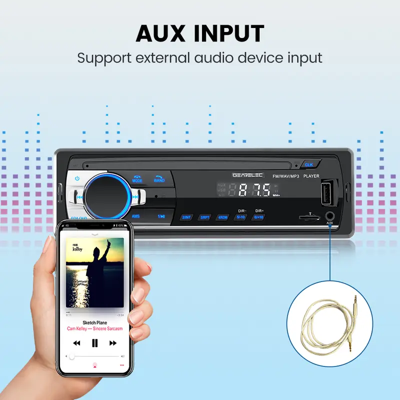 Gearelec Tape Audio Mobil JSD-520 JSD520 Multifungsi Bluetooth MP3 FM Radio Kartu TF USB dengan Remote Control Mendukung 3