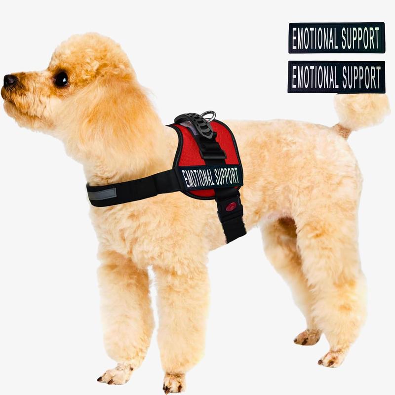 TikTok Shop Emotional Support Vest Reflective Harness Woven Nylon Comfy Mesh Padding Sizes from XXS to XL Emotional Support Patches Included. Red XXS