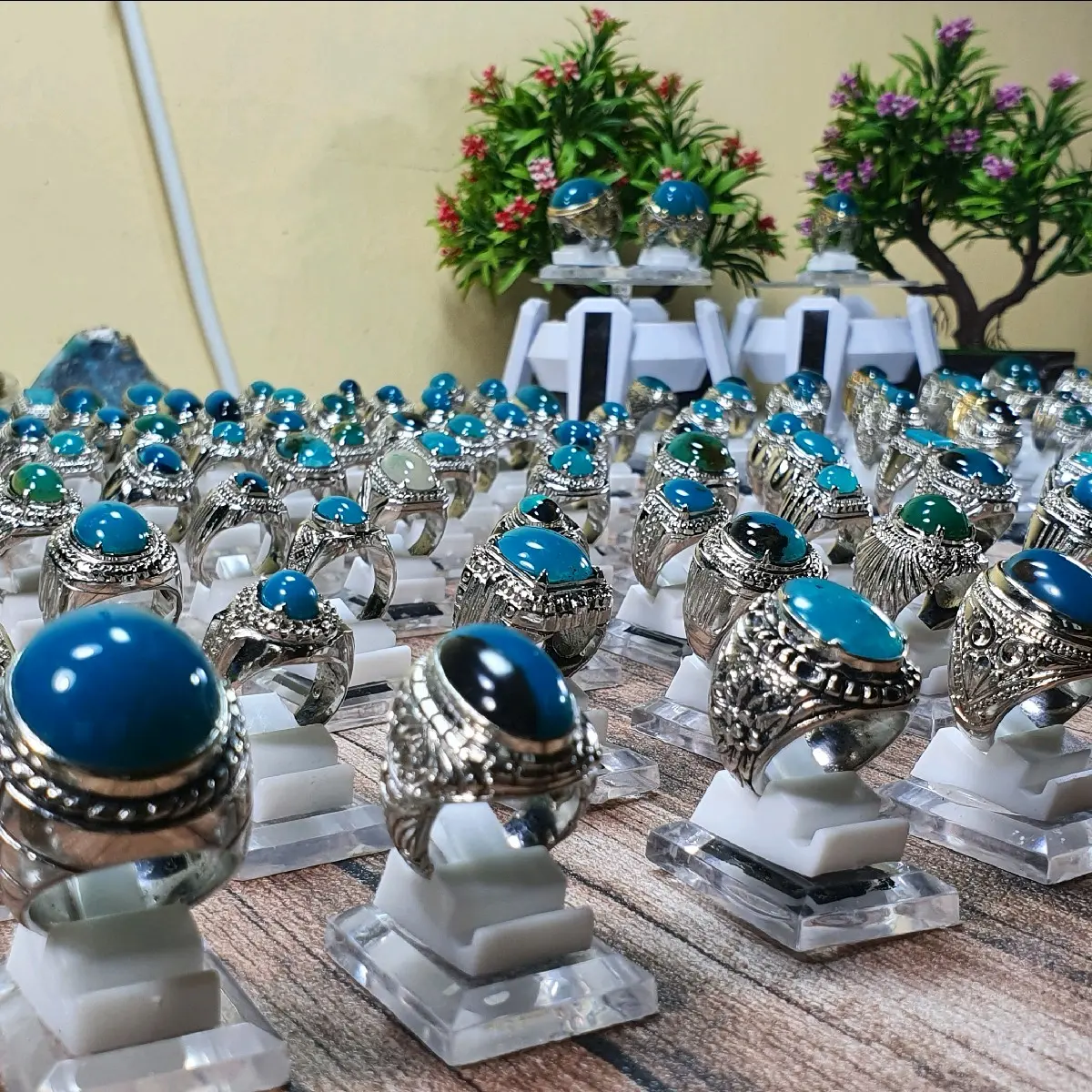 Batu Bacan Ring Alpaka Jade Laki-laki