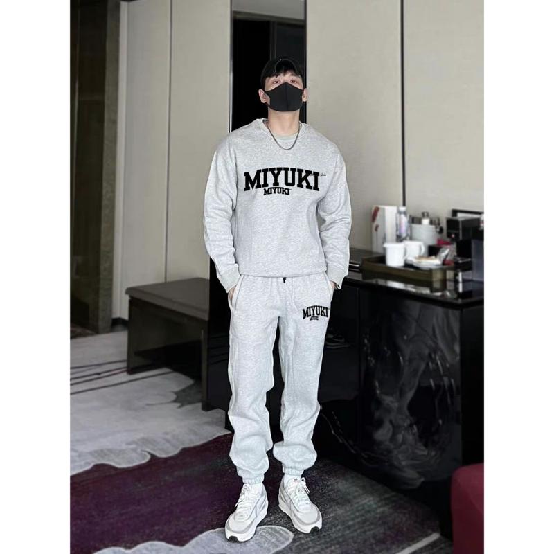 Bộ Nỉ Cổ Tròn Phối Chữ Phong Cách Trẻ Trung Siêu Đẹp Unisex Áo Unisex Áo Unisex Áo 7