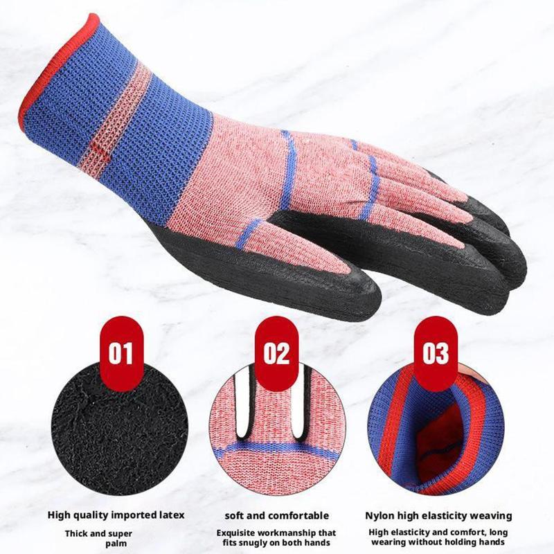 Latex Labor Protection Gloves Half-hang Dipped Elastic Gloves Women's Thick Wear-resistant Labor Protection Gloves 4
