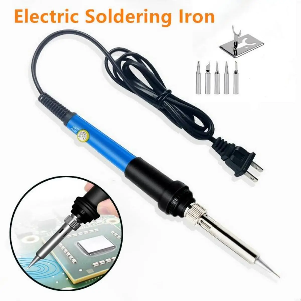 The Electric Soldering Iron Is Made Of Plastic Silicone Stainless Steel With Durable Ceramic Heating Core Low Carbon Environmental Protection Energy Saving High Efficiency Constant Temperature Adjustable For Maintenance Of Various Electronic Accessories