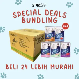 SC 1 Dus 24 Pcs Life Cat Pouch Makanan Basah Kucing Wet Food Kitten Adult Chicken Tuna Salmon 85g