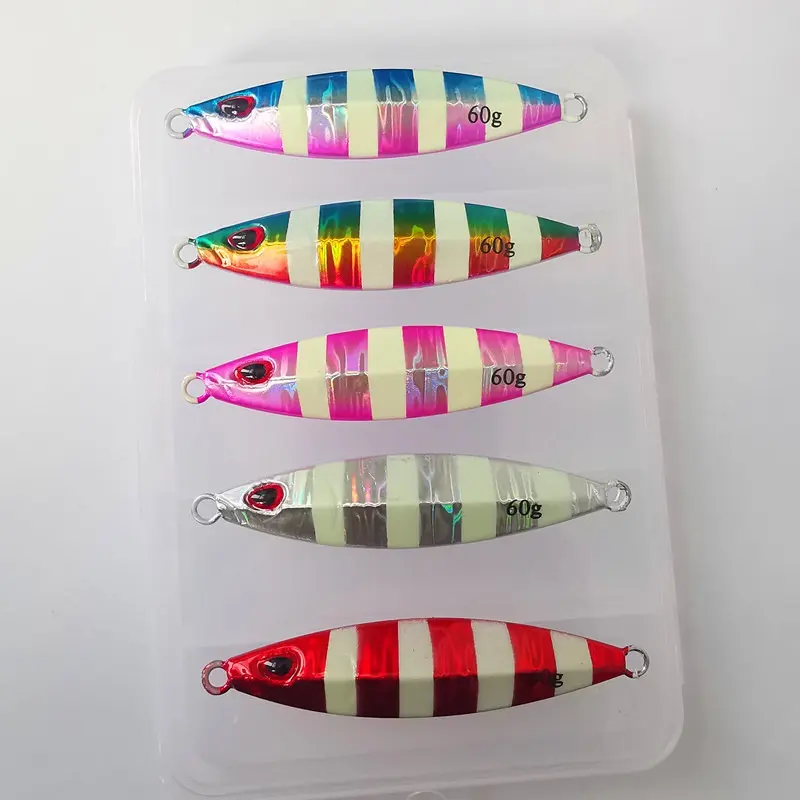 Umpan Pancing Metal Jig 60gr 80gr 100gr import Branded Bluelure Slow Jigging Full GID sudah terpasang Kail double assist Hook 3