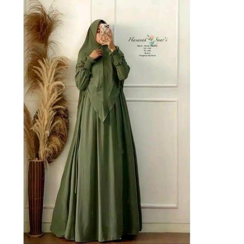 HASANAH SYARI JUMBO DAN ALL SIZE_GAMIS CERUTY BABY DOLL ORIGINAL PREMIUM, FULL FURING , GAMIS POLOS 8