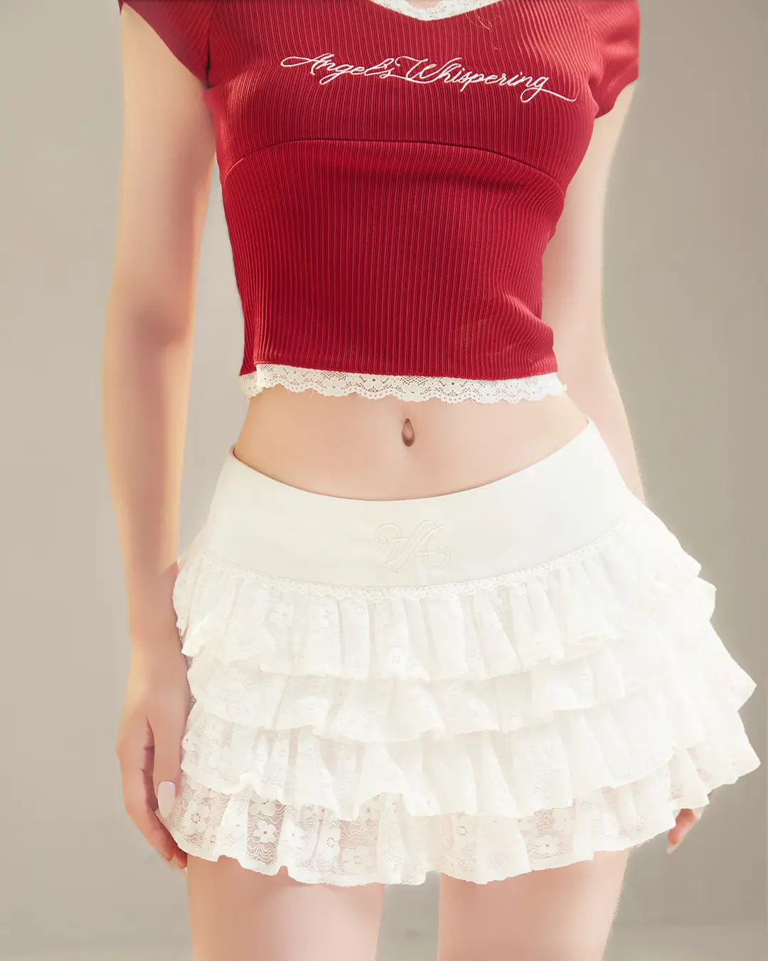 AIAI OFFICIAL "Rêve" Skirt - Chân váy tầng xoè "Rêve" cạp trễ có quần bảo hộ