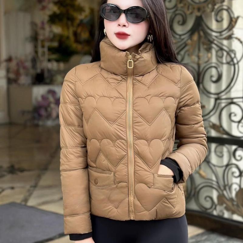 Áo phao nữ chần bông thiết kế dây rút không cổ 3 màu Đen, Đỏ, Nâu đủ size 45kg - 65kg, Áo khoác nữ mùa đông ấm áp form ôm bo gấu 6