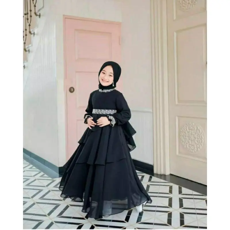 Mikayla kids set pashmina gamis anak usia 5-13 tahun / gamis anak terlaris terbaru bahan ceruty Baju Muslim Dress Setelan Syari Remaja Panjang Wanita Lebaran Khimar