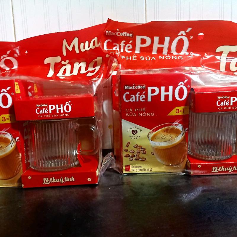 Combo 3 hộp cafe Phố- Cafe Sữa Nóng Tặng 3 Ly Thủy Tinh rộng ( đựng vừa hộp sữa ngôi sao phương nam  giấy 380g) 3