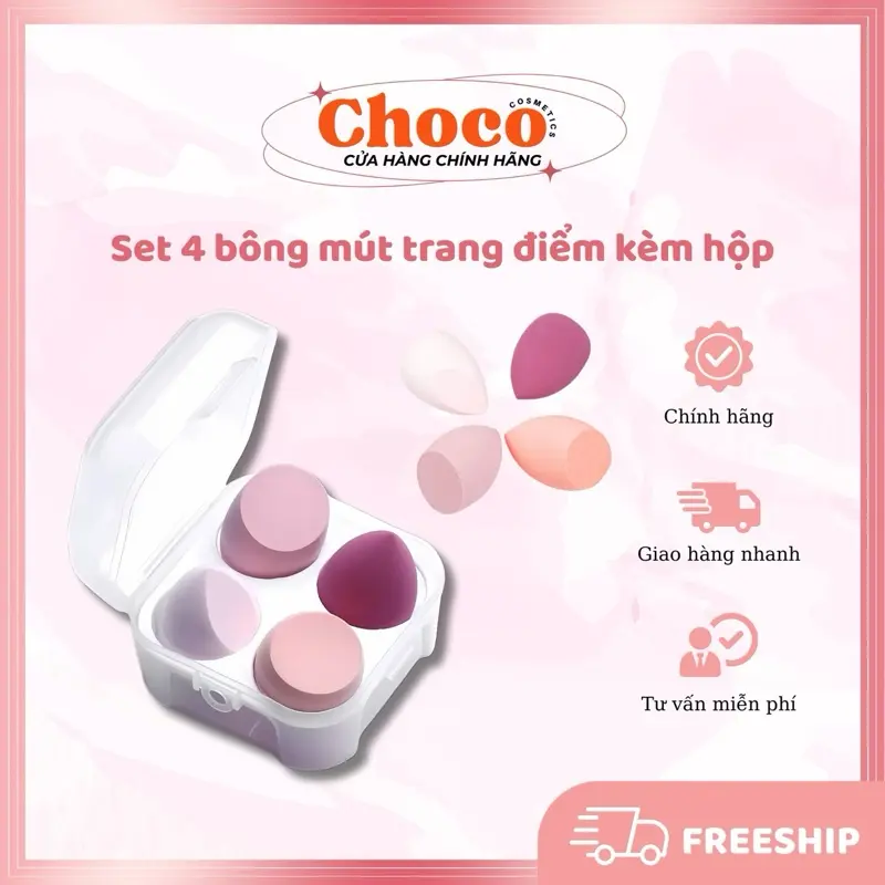 Bông mút make up tán kem nền cao cấp Choco.cosmetic