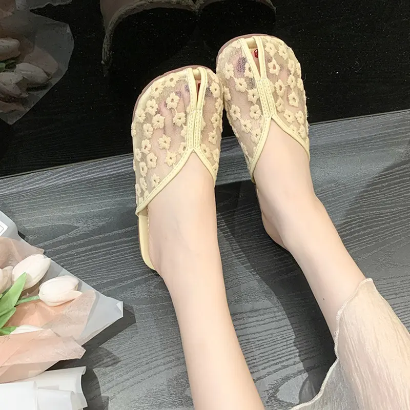 Dép Bít Mũi Lưới Thoáng Khí, Dành Cho Nữ, Thích Hợp Cho Mùa Hè, Có Thể Đeo Ngoài Trời, Đế Mềm, Dép Bán Đi Chơi Dép Xăng Đan Đi Váy Lười, Hàng Mới Về 2023 2