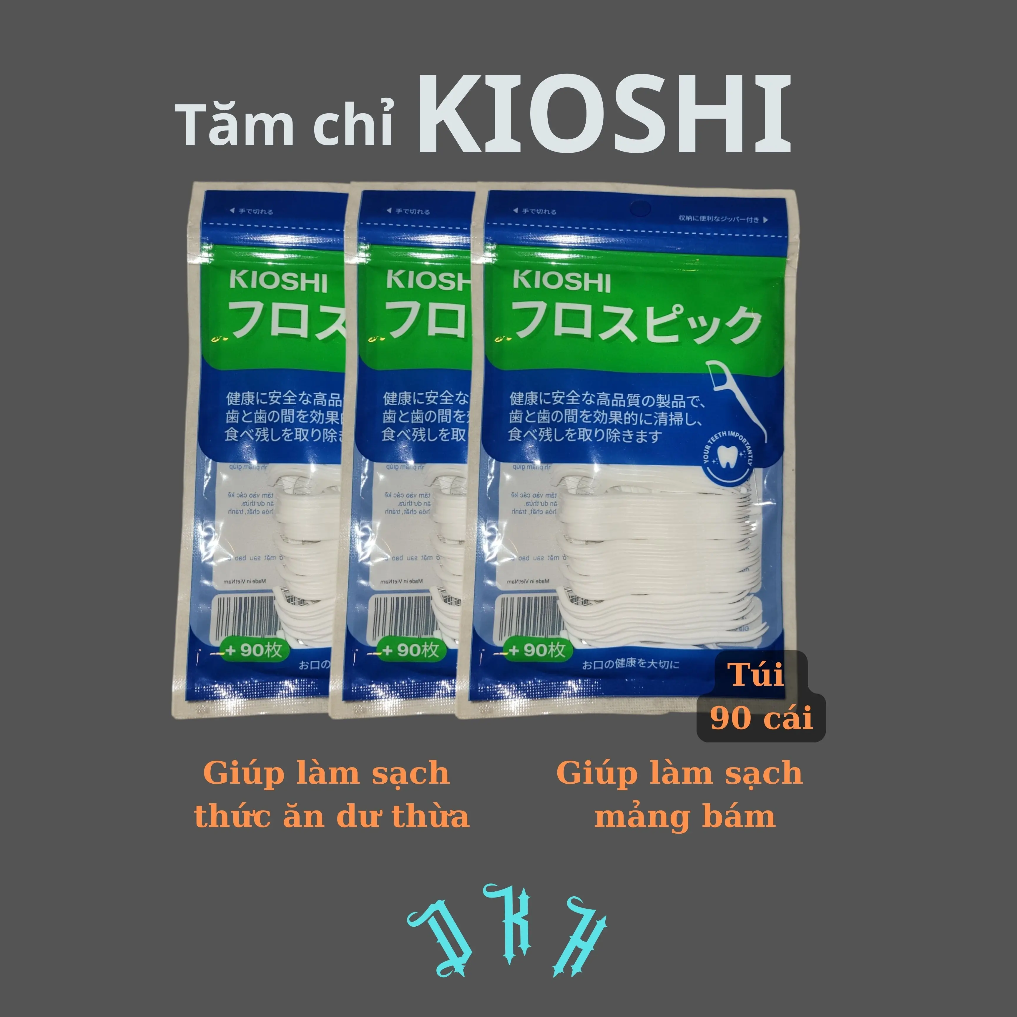 tăm chỉ KIOSHI, giúp làm sạch mảng bám thức ăn dư thừa trong kẽ răng, 1 túi 90 cái Chỉ Nha Khoa xỉa răng chinhakhoa