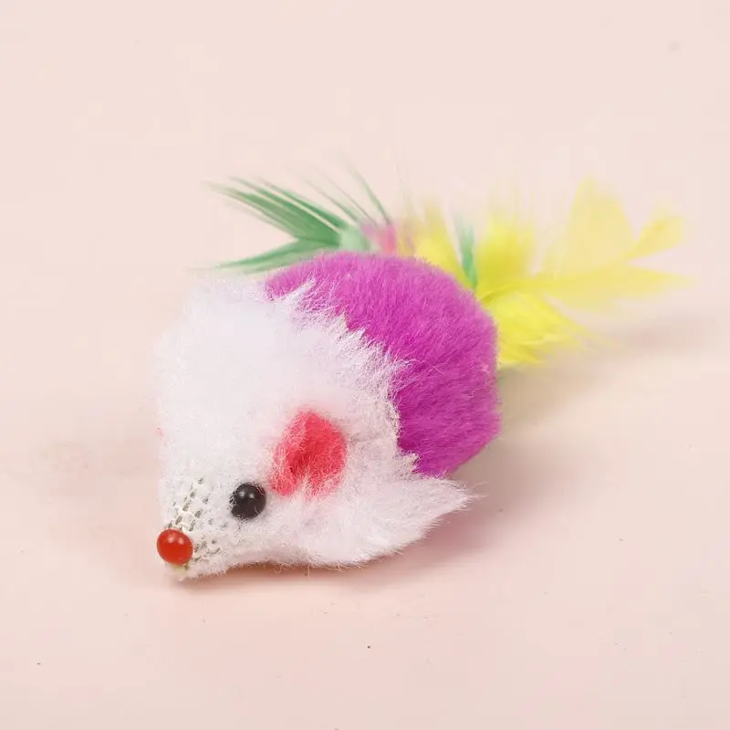 Cat Toys Little Mouse, Funny Fake Mouse, Feather Mouse, Kitten Self-Hilarity, Plush Mouse Pet Cat Cat Toy, Cat Predation Training