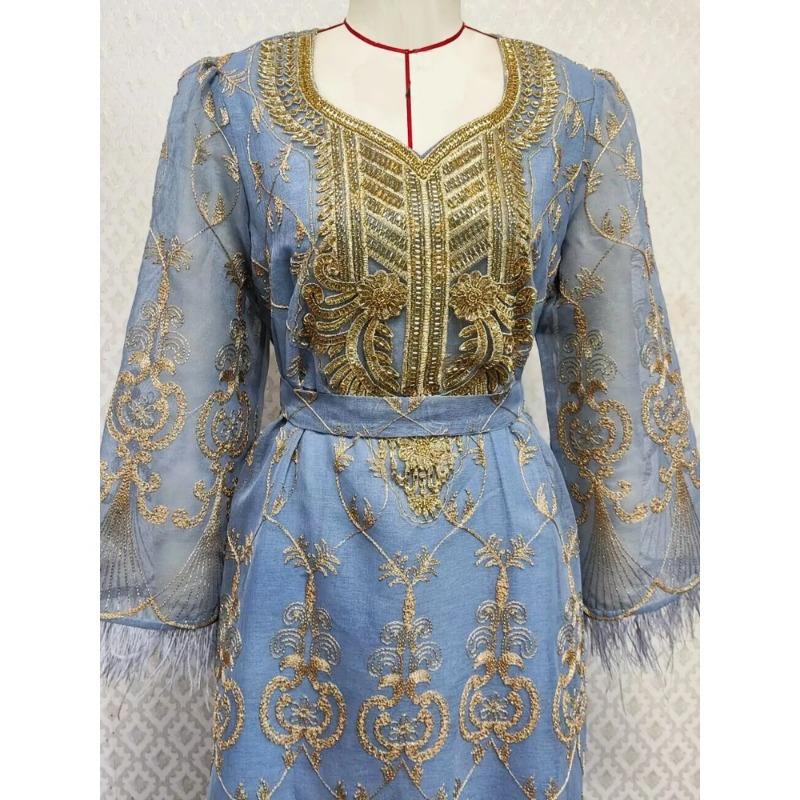 Product Introduction of New Embroidered Sticker Dress Muslim Party Banquet Robe 17