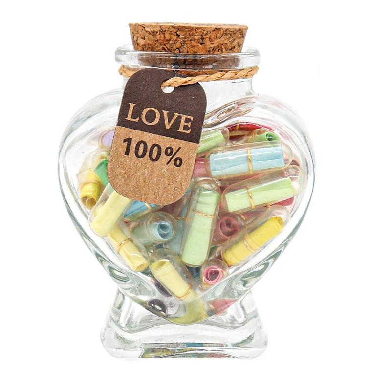 Party Favor Jar, 1 Set Capsule Letters Message in a Heart Shaped Favor Bottle, DIY Gifts for Girlfriend, Valentine's Day Gift Ideas 1