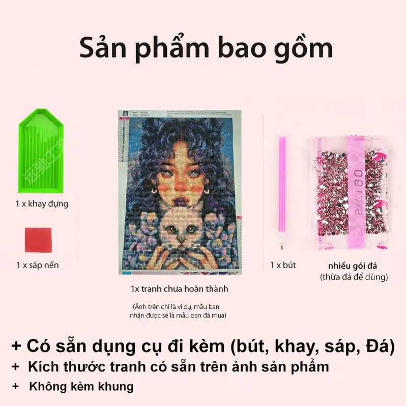 Tranh đính đá tự làm, tranh gắn đá 5D mini nhỏ 30x40cm tự hoàn thành DIY BTS theo yêu cầu Thêu Chữ Làm Đồ Handmade 1