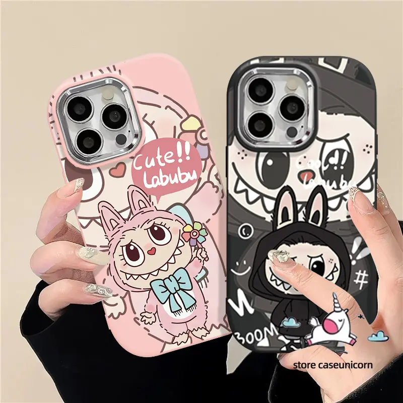 Caseunicorn Kartun Lucu Labubu Pasangan Grafiti Seni Fashion Romantis Case Untuk OPPO A17 A78 A16 A7 A38 A57 A18 A15 A5S A12 A58 A11K A76 A5 A11 A53 2020 A54 A55 A74 A95 A96 A3S A9 Reno 4F 5F 5 7PRO 9PRO 8PRO Candy Color Soft Casing
