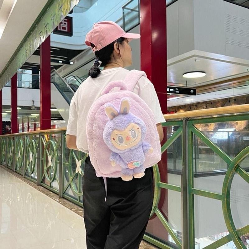 Ba lô đeo vai sang trọng Labububu nhồi bông dung tích lớn Nhung Backpack 5