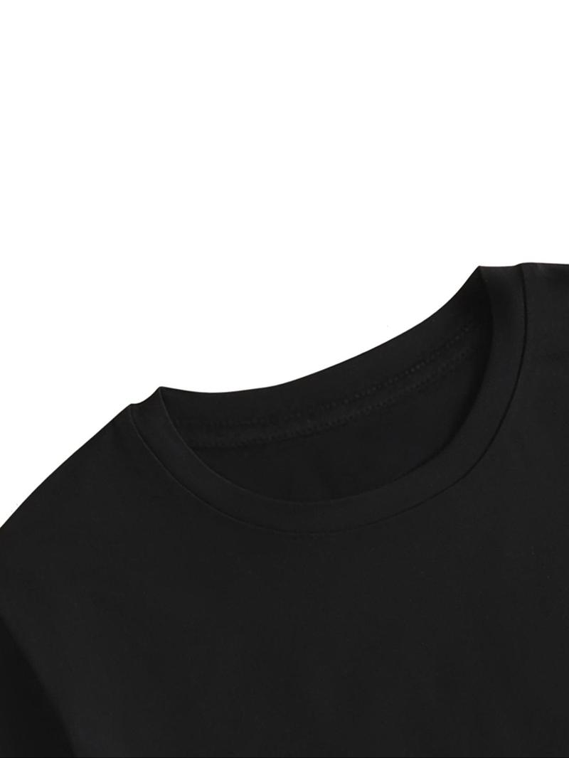 Product Introduction of Men's Letter Print Round Neck Tee, Casual Short Sleeve Crew Neck T-shirt for Summer, Fashion Men's Top for Daily Wear 3