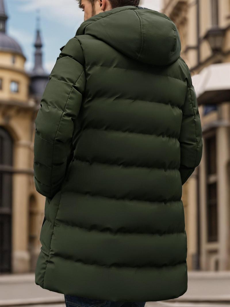 Product Introduction of Men's Solid Zip Up Thermal Lined Hooded Winter Coat, Regular Fit Casual Long Sleeve Drawstring Pocket Outerwear for Fall & Winter, Men's Clothes for Daily Wear 16