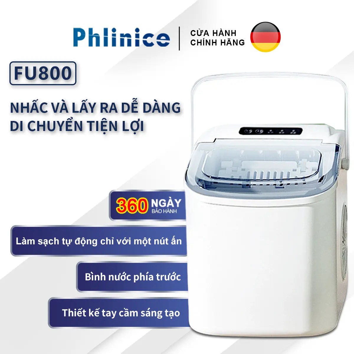 Chính Hãng Máy Làm Đá Viên Tủ Đá Giữ Nhiệt Mini Gia Đình Làm Đá Trong 9 - 15 Phút Máy làm đá viên Công suất mạnh mẽ đá viên thời gian nhanh chóng Bảo Hành 12 Tháng