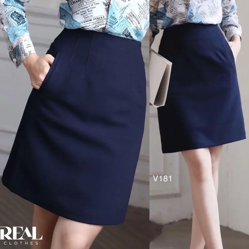 Guanfashion Chân váy chữ A dài 50cm có túi 2 bên lưng cao thời trang, Mã CV71 Chân váy Nữ Women