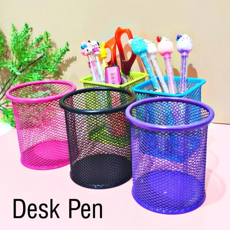 Desk Pen Round Square Color / Tempat Pulpen / Tempat Peralatan Tulis - Warna Black