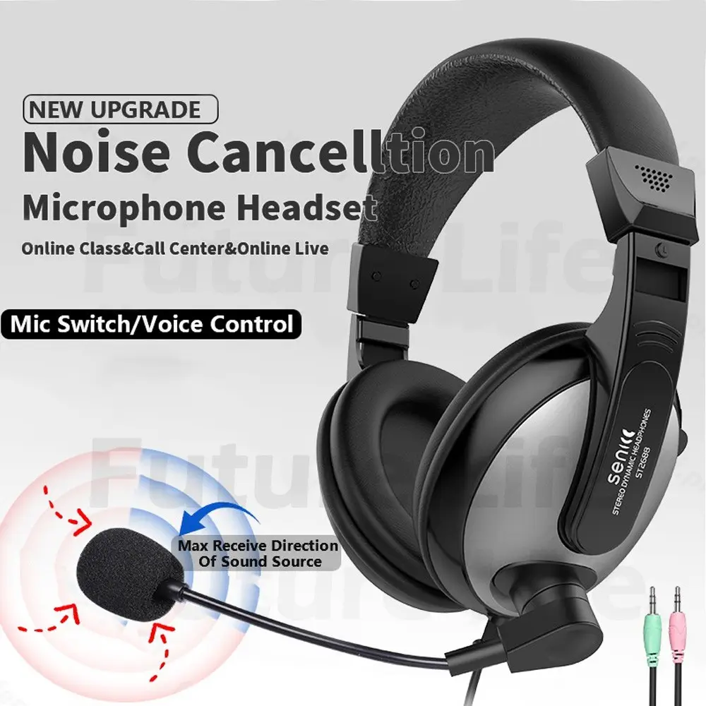[Online Class Headphone]3.5mm Wired Over Ear Headphones with Mic Noise Gaming Headset