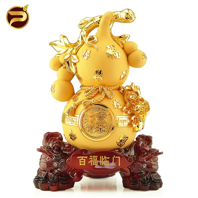 [ Kèm Đế Sẵn] Bầu Hồ Lô Nhỏ Phong Thuỷ, Đồ Trang Trí Để Bàn, Quà Tặng Cao 22cm Decor Decor Phòng Trang Trí Nhà Đồng hũ vàng thần tài