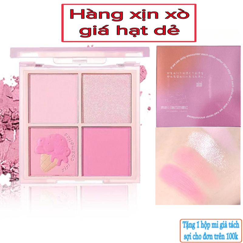 Phấn má hồng XIXI 4 ô tông lì và nhũ lên màu tự nhiên chống thấm nước lâu trôi