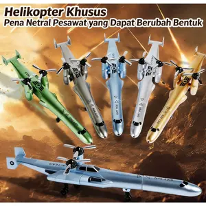 Alat Tulis Kreatif/Pena TEMPUR/Pena Gel Bentuk Helikopter/Pensil Peluru Mekanis Dapat Dilipat/Pena Pribadi Tampan/Pena Hitam untuk Siswa